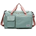Mint green nylon gym bag with pink straps and a dedicated separate shoe compartment - Green and Pink