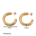 Detail view of golden C-shaped hoop earrings with 3.0cm diameter and weight measurements - Chunky Hollow C-Shape Gold (MS-5.0*30)