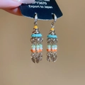 Dettaglio di orecchini bohémien con perline, nappe, foglie d'argento e ganci di strass - 1# Gancio per Orecchio Color Oro Multicolore