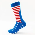 Knee-high cotton socks for men featuring American flag blue with stars and red stripes - EU 41-46 / Red and White Stripes