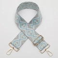 Tracolla etnica con motivi geometrici blu e grigi e ganci in metallo dorato lucido - No. 716 Gancio Dorato