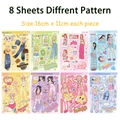 Set of 8 Dopamine Girl aesthetic stickers for DIY journal and phone case decoration - Dopamine Girls