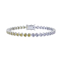 S925 sterling silver tennis bracelet with alternating yellow and purple zircon stones - 3mm / Platinum Plated / 16.5cm
