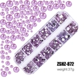 Flatback pink and purple crystal set in 12-slot storage box for nail art DIY crafts - Violet (ZSHZ-872)