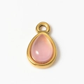 Water-drop shaped pink natural stone pendant with gold-plated stainless steel frame - Small / 6# Pink