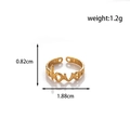 Anello regolabile in acciaio inossidabile dorato con scritta love e maglia a catena - Lettera LOVE Vuota-Oro