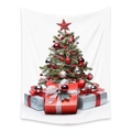 Dettaglio dell'arazzo con albero di Natale, decorazioni rosse e regali su tessuto - 73X95CM (Spazzolato Transfrontaliero) / Albero di Natale Realistico-ZJ100559