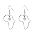 Boucles d'oreilles carte de l'Afrique en argent avec pendentif coeur et crochet - Style Crochet Carte Pendentif Coeur / E183 Argent