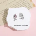 Pink rose petal pendants with silver base for Y2K jewelry DIY projects 10x22mm - Pink Tulip / Silver