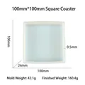 Square coaster silicone mold with dimensions 100x100x24mm and thickness specifications - 100mm Square Coaster Mold