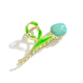Elegant tulip flower hair claw clip in gold metal with green leaves and blue petals - Tulip Shape / Blue Tulip