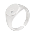 Anello regolabile in argento sterling S925 con sigillo rotondo e stella con diamante - Aperto Regolabile / Oro Bianco