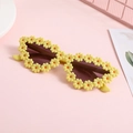 Cute yellow daisy flower sunglasses for girls with lightweight plastic frames - Yellow Frame Double Gray Lens