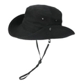 Detail of black outdoor sun hat with metal air holes and adjustable chin strap - One Size / Black