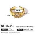 Detailed technical diagram showing dimensions and specs of the gold emerald zircon ring - US 8 / Square Clear Zircon Style (NB-R24060)