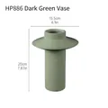 Moderne dunkelgrüne Keramikvase HP886 mit horizontaler Bürstentextur und breitem flachem Rand - HP886 Gebürstete grüne Vase