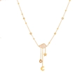 Gouden wolkenhanger ketting met kwastjes van ster, maan en roze edelsteen - 1# Gelukswolk Ketting (N1394) / Goud/Roze
