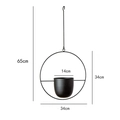 Dimensioni dettagliate di un vaso sospeso in ferro nero con cornice circolare - Rotondo