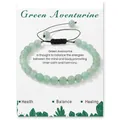 Handmade green aventurine stone bead bracelet with an adjustable black braided cord strap - Green Aventurine