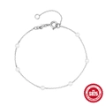 Elegante bracciale in argento sterling S925 con sei perle bianche su una catenina - Argento 925 / Oro Bianco
