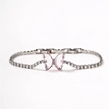 Detail showing 17+2cm length and 6.3g weight of the butterfly zirconia tennis bracelet - Pink Butterfly (B00658-7)