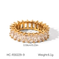 Detail view showing 0.59cm width and 6.1g weight of gold cubic zirconia ring - Gold Eternity Band Row Diamond Ring (HC-R30229-9)