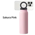 Cherry blossom pink stainless steel insulated water bottle with integrated MagSafe magnetic phone mount - 24oz / Magnetic Stand / Pink