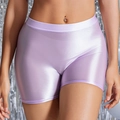 Pantaloncini da yoga donna lavanda a vita alta in tessuto lucido con finitura metallica - Taglia S / Pantaloncini / Viola