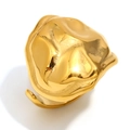 Verstellbarer Ring im flüssigen Metalldesign mit 18K Goldbeschichtung für Damen - Schlangenkopf Offener Ring - Gold / Gold