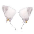 Serre-tête oreilles de chat blanches et grises en peluche avec nœuds et clochettes - Mélange Blanc Gris Noeud Gris