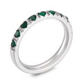Silver thin stacking ring with green cubic zirconia stones in stainless steel - US 7 / Silver Band with Green Zirconia (KR104541-K)