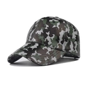 Waterproof camouflage PU baseball cap featuring a glossy finish and classic jungle pattern - Adjustable / Grey Camouflage PU