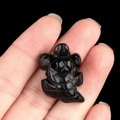 Miniatura di coccodrillo in ossidiana nera intagliata a mano per decorazione casa - Ossidiana