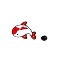 Enamel koi fish pin in red and white with a black rubber clutch for students - Chibi Koi Fish 2