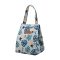 Borsa termica blu per il pranzo con motivo ananas giallo e etichetta in pelle - Ananas Monstera