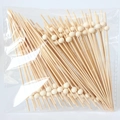 Stuzzicadenti in bambù con perline rosse in confezione trasparente da 100 pezzi - 12cm 100 pz/confezione / Piccole perline rotonde in legno naturale