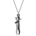Romantic two-tone hug necklace for couples featuring black and silver embracing figures - Small 3cm / Black + Silver