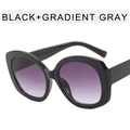 Gafas de sol oversize de moda con montura negra y lentes degradadas en violeta - Montura negra brillante, lentes grises degradadas
