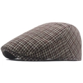 Klassieke bruine en zwarte pied-de-poule wollen tweed pet in vintage Britse stijl - Rood