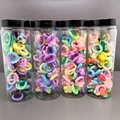 Cartoon hair ties set for girls featuring macaron colors and fruit charms in jars - Mixed Jar (50 Pcs)