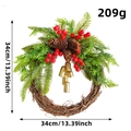 Handcrafted Christmas wreath with pine branches red berries and gold bells 34cm - 25cm Base Wreath (H2-20)