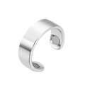 Macro view of embedded magnets on a minimalist silver-colored adjustable open ring band - Adjustable Open / Polished Smooth Style / Silver