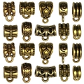 Set aus 20 goldenen Anhängerschlaufen und Verbindern mit verschiedenen Mustern für DIY-Schmuck - Mix 20 Stk Antik-Gold Kautschuk
