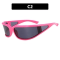 Sportliche Y2K-Sonnenbrille in Rosa mit dunklen Gläsern und aerodynamischem Rahmen - Rosenroter Rahmen Graue Gläser