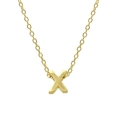 Macro detail of 925 sterling silver golden letter X pendant and refined link chain - Letter X / Gold