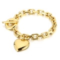 Bracciale a catena dorata con ciondolo a cuore e chiusura a T in stile trendy - Bracciale Color Oro (KB152759-Z)