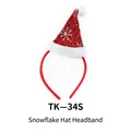 Christmas headband with red glitter Santa hat, silver snowflakes and white plush pom-pom - TK-34S Red Hat with Silver Snowflakes