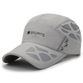 Quick-dry mesh baseball cap in medium grey featuring breathable vents and sports print - Adjustable / Light Gray