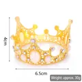 Detail of a 4cm high gold alloy crown with pearls and crystals for cake and hair decoration - Retro Kids Gold 01