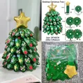 Desktop Christmas tree foil balloon with green star layers and gold star topper, 28x40cm - Desktop Christmas Tree Balloon / 28x40cm